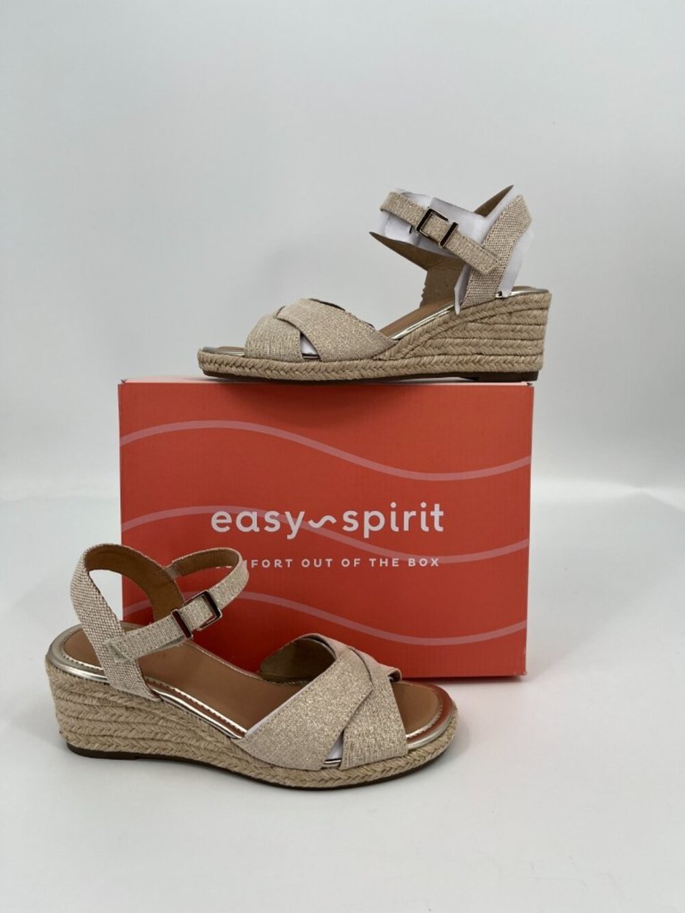 Easy Spirit Shandra Espadrille Wedge Sandals Women's Size 7 New In Box